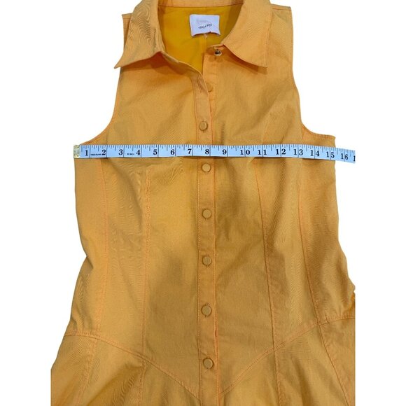 Cinq a Sept Shirt Dress Sleeveless Button-Up Poppy Stretch Yellow Womens Size 4 - Picture 6 of 8